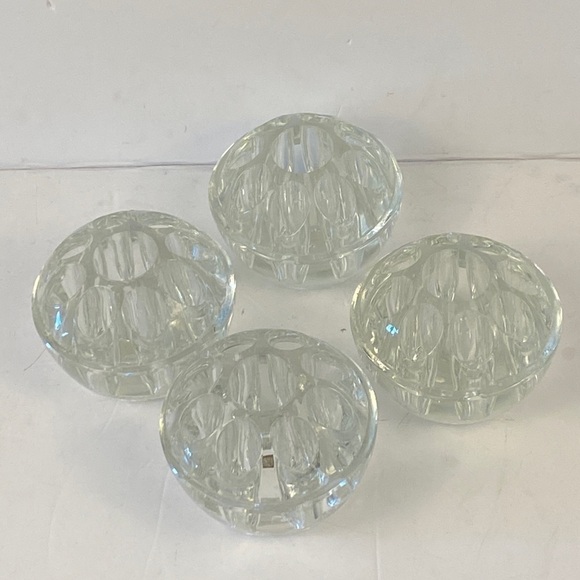 Vintage glass flower frog three-dimensional  small eight holes ikebana vase (1) - Picture 9 of 10